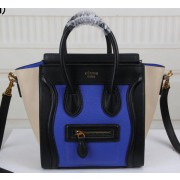 Imitation Celine Luggage Nano Bag Original Leather CT3308S Blue&Black&OffWhite VS00001