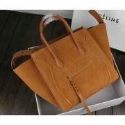 Imitation Celine Luggage Phantom Bag Suede Leather Ci3341 Wheat VS02960