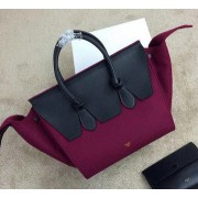 Imitation Celine Tie Top Handle Bag Flannelette Leather 98314 Rose&Black VS03108
