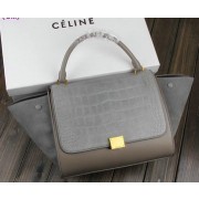 Imitation Celine Trapeze Bag Croco Leather CT3342 Grey VS02460