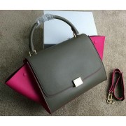 Imitation Celine Trapeze Bag Original Leather CL008 Khaki&Rose VS09381