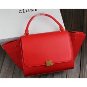 Imitation Celine Trapeze Bag Suede Leather C3342 Red VS00726
