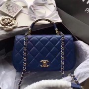 Imitation Chanel Lambskin Flap Bag with Top Handle Blue A93752 VS06898