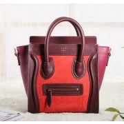 Imitation Cheap Celine Luggage Nano Boston Bag Original Suede Leather 3309 Red&Brown&Burgundy VS08904