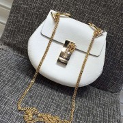 Imitation Chloe Drew Calfskin Shoulder Bag Abstract White 181010 VS05093