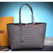Imitation Fashion Fendi 2Jours Shoulder Bag Calfskin Leather F6640 Grey VS03664