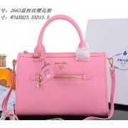 Imitation Fashion Prada Litchi Leather Top Handle Bags PBL2663 Pink VS09611