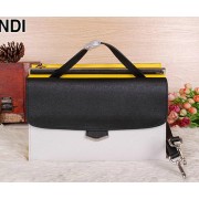 Imitation Fendi Demi Jour Bag Saffiano Leather F6070 Black&White&Yellow VS02648