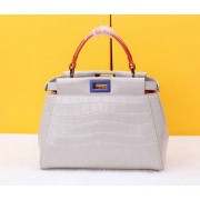 Imitation Fendi mini Peekaboo Bag Croco Leather F520885 OffWhite VS04816