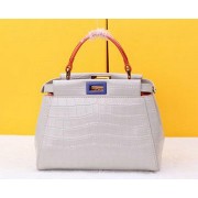 Imitation Fendi mini Peekaboo Bag Croco Leather FD520885 OffWhite VS07955