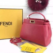 Imitation Fendi Mini Peekaboo Bag in Dark Red Nappa Leather FD07122 VS03554