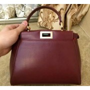 Imitation Fendi mini Peekaboo Bag Original Leather 55211 Burgundy VS05167