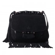 Imitation Gucci Nouveau Fringe Suede Leather Shoulder Bag 347102 Black VS06473