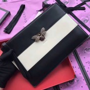 Imitation Gucci Queen Margaret Leather Clutch Bag Black and White 476007 VS04364