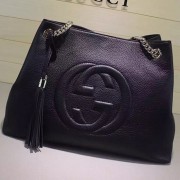 Imitation Gucci Soho Leather Shoulder Bag Black 308982 VS07641