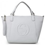 Imitation Gucci Soho Original Leather Top Handle Bag 369176 White VS03315