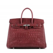 Imitation Hermes Birkin 35CM Tote Bag Red Ostrich Leather H6089 Silver VS03009