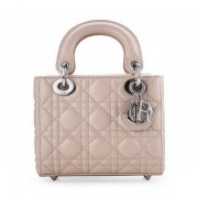 Imitation High Quality Lady Dior Bag Nano Bag Apricot Original Leather D44552 Silver VS04985