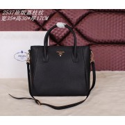 Imitation High Quality Prada Original Grainy Calf Leather Tote Bag BN2537 Black VS06833