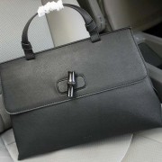 Imitation Hot Gucci Bamboo Daily Leather Top Handle Bag G1123 Black VS08715