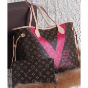 Imitation Louis Vuitton MONOGRAM V NEVERFULL MM M41602 Rose VS05929