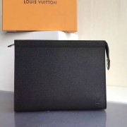 Imitation Louis Vuitton Taiga leather Pochette Voyage MM Black M30677 VS05380