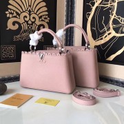 Imitation Louis Vuitton Taurillon Leather Capucines PM Pink M48864 VS01806