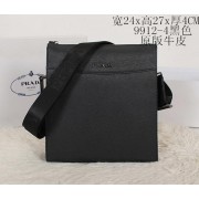 Imitation Prada Calf Leather Messenger Bag 99124 Black VS07295