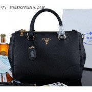 Imitation PRADA Litchi Leather Tote Bag PBN2324 Black VS02806