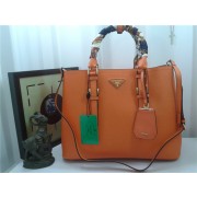 Imitation Prada Original Twin Saffiano Leather Cuir Tote BN2820 in Orange with Gold Hardware JJ VS07643