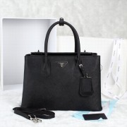 Imitation Prada Twin Saffiano Leather Cuir Tote BN2748 in Black LSS VS02899