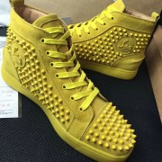 Imitation Quality Christian Louboutin Louis Spikes Flat Yellow CL1240 VS01279