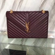 Imitation Saint Laurent Monogram Large Grained Chain Shoulder Bag Burgundy Y230310 VS00725