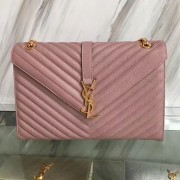 Imitation Saint Laurent Monogram Large Grained Chain Shoulder Bag Pink Y230310 VS08608