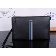 Imitation Top Prada Calfskin Leather Clutch P12131 Black VS08244