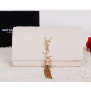 Imitation Yves Saint Laurent Classic Monogramme Tassel Clutch Bag Y7138 White VS08876