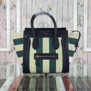 Knockoff Celine Luggage Mini Tote Bag Fabric CTA3308 Black&Green&White VS08136