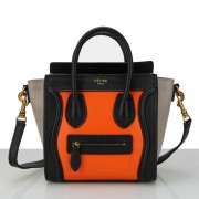 Knockoff Celine Luggage Nano Bag Original Leather CL88029 Orange&Black&Grey VS08587