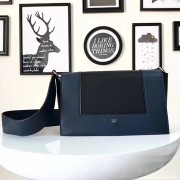 Knockoff Celine Medium Smooth Calfskin Frame Shoulder Bag Black and Dark Blue C130402 VS09533