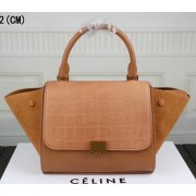 Knockoff Celine MINI Trapeze Bag Croco Leather CT3345 Wheat VS00774