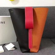 Knockoff Celine Twisted Cabas in Black and Brown Smooth Calfskin 030403 VS02572