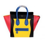 Knockoff Cheap Celine Luggage Mini Boston Tote Bag Ferrari Leather CL3308 Yellow&Black&Red VS01611