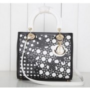 Knockoff Dior Star Cutout Leather Lady Dior Bag D0666 Black VS01793