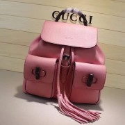 Knockoff Gucci Bamboo Leather Backpack Cherry Pink 370833 VS02787