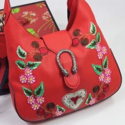 Knockoff Gucci Dionysus Leather Hobo Bag Hibiscus Red 446687 VS06208