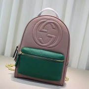 Knockoff Gucci Soho Leather Chain Backpack Pink and Green 431570 VS06058