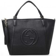 Knockoff Gucci Soho Original Leather Top Handle Bag 369176 Black VS05665