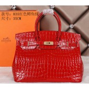 Knockoff Hermes Birkin 35CM Tote Bag Shiny Croco Leather H35C Red VS05000