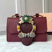 Knockoff Miu Miu Crystal Goat Leather Shoulder Bag Burgundy 5BH609 VS05977