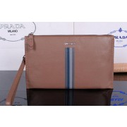 Knockoff Prada Calfskin Leather Clutch P12131 Wheat VS08263